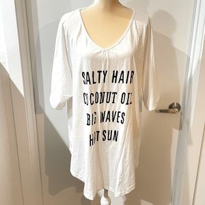 Women’s White T-shirt Swim Coverup 20W